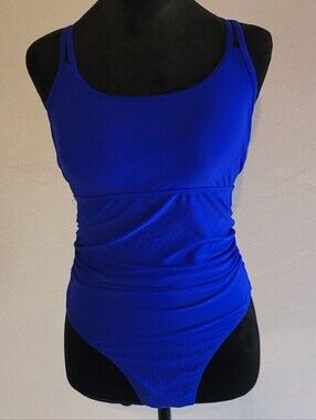 Leoparts, Classic Scoop Neck One-Piece Swimsuit in Royal Blue, L